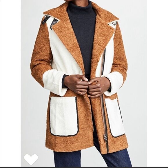 Line & Dot Multi Faux Shearling Coat - Picture 1 of 13